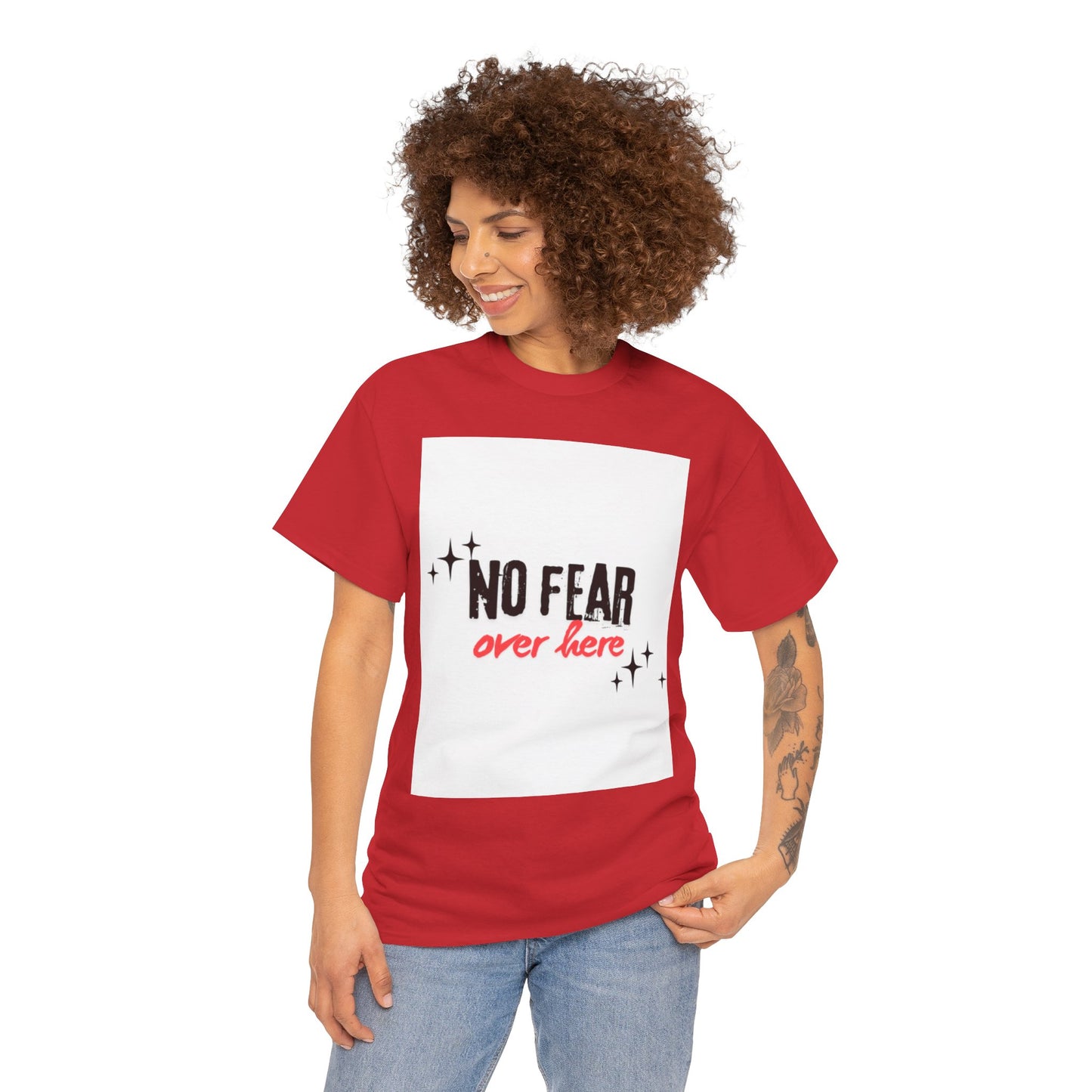 No Fear Over Here Tee — Inspirational Graphic T-Shirt, Religious, Christian,