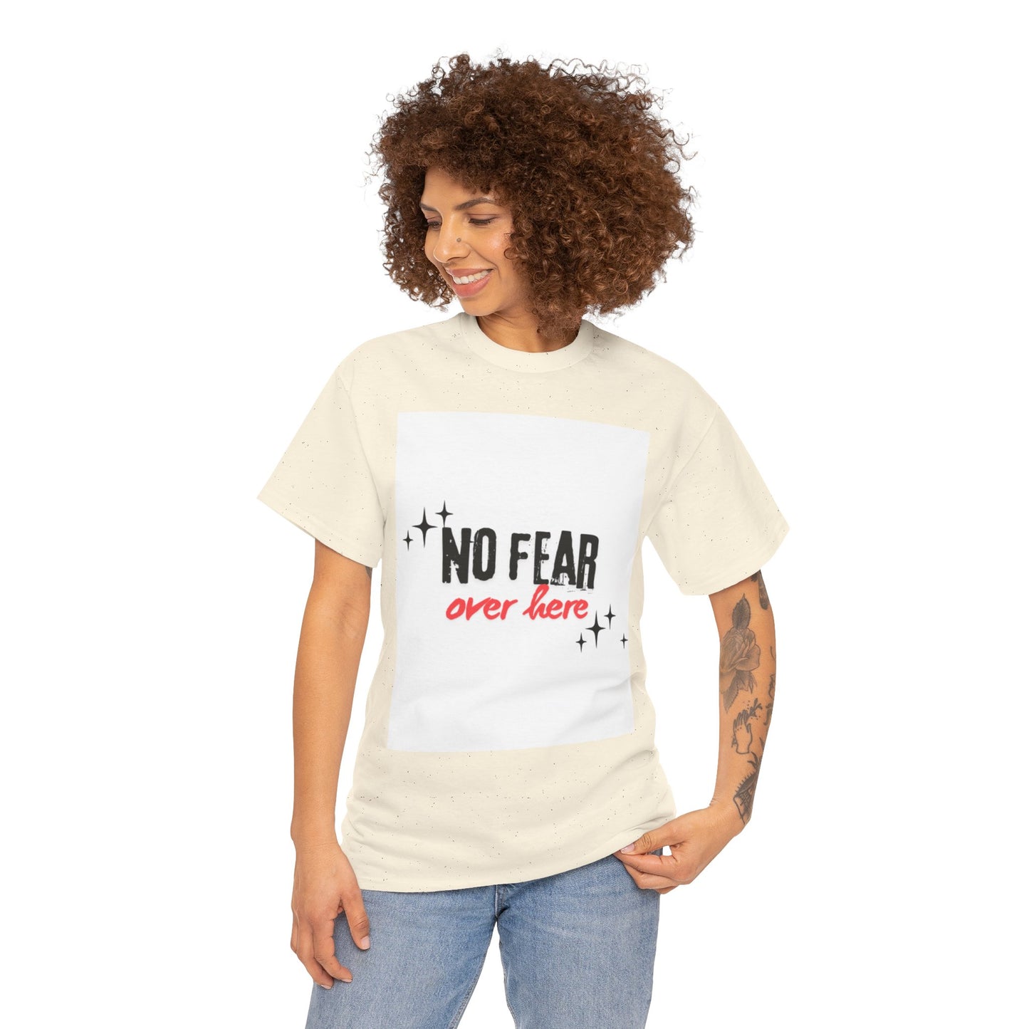 No Fear Over Here Tee — Inspirational Graphic T-Shirt, Religious, Christian,