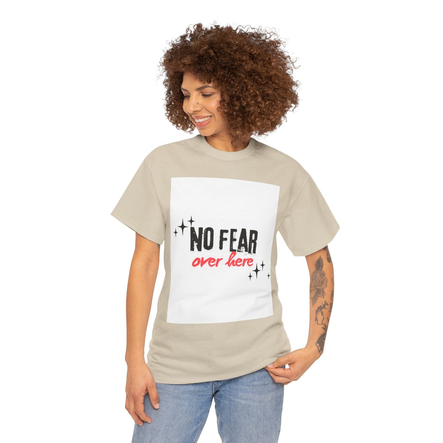 No Fear Over Here Tee — Inspirational Graphic T-Shirt, Religious, Christian,