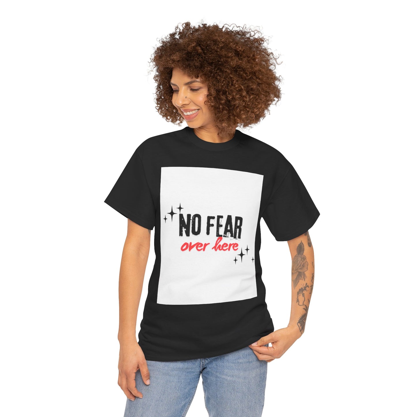No Fear Over Here Tee — Inspirational Graphic T-Shirt, Religious, Christian,