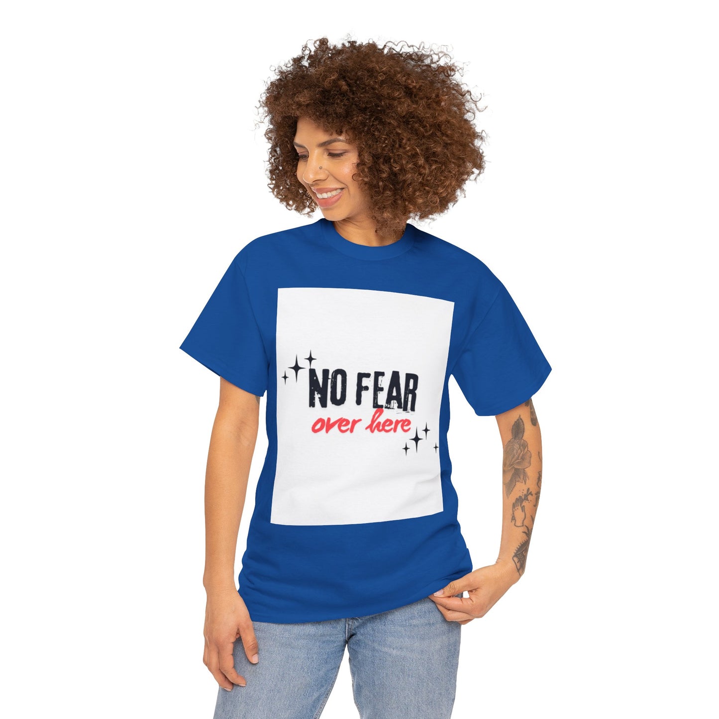 No Fear Over Here Tee — Inspirational Graphic T-Shirt, Religious, Christian,